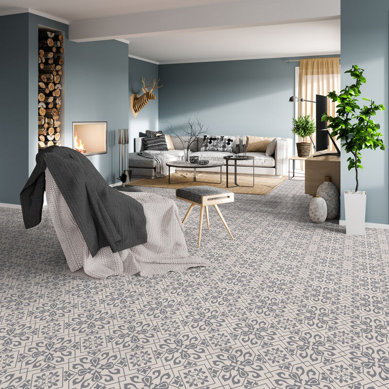 Stickers Sol Anti-dérapant avec Protection - carreaux de ciment sol maria - 1 sticker de 60x60cm