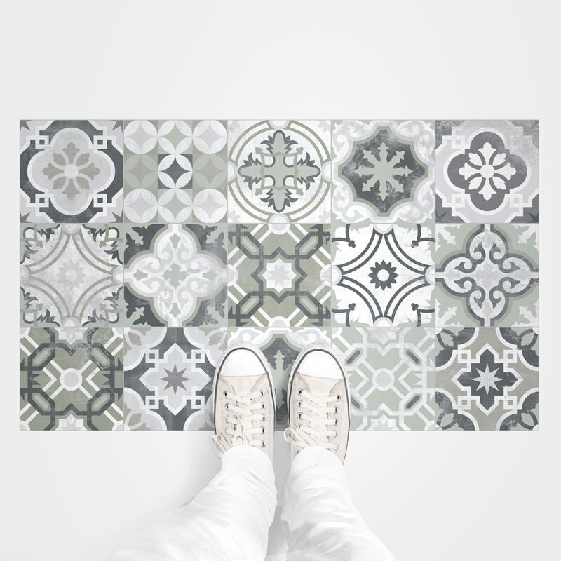 Stickers Sol Anti-dérapant avec Protection - carreaux de ciment sol natale - 1 sticker de 60x100cm