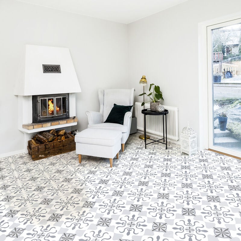 Stickers Sol Anti-dérapant avec Protection - carreaux de ciment sol spartaco - 1 sticker de 60x90cm