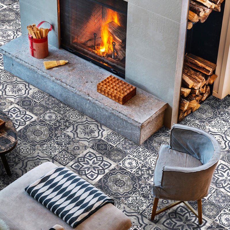 Stickers Sol Anti-dérapant avec Protection - carreaux de ciment sol suro - 1 sticker de 60x90cm