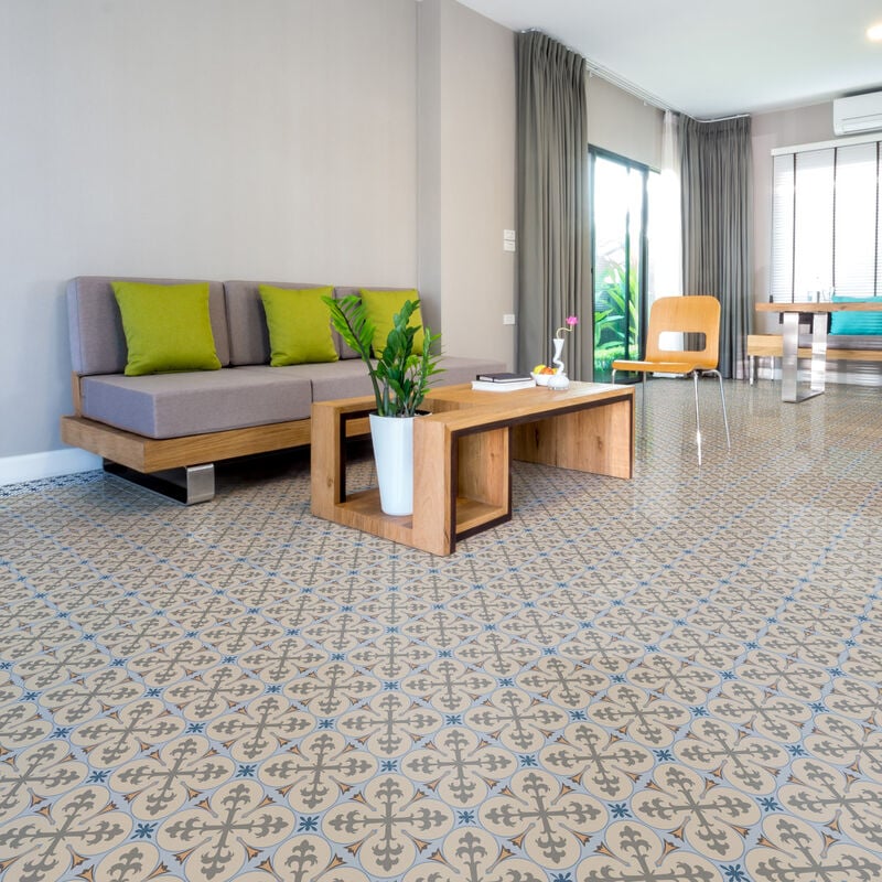 Stickers Sol Anti-dérapant avec Protection - carreaux de ciment sol vinino - 1 sticker de 60x60cm