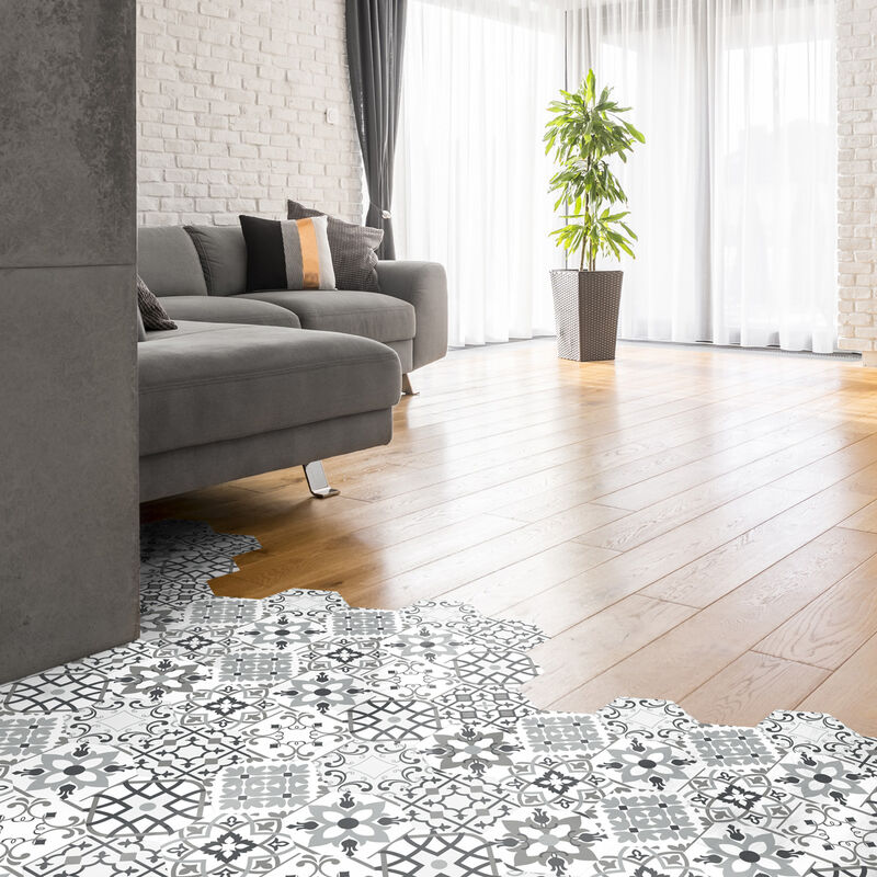 Stickers Sol Anti-dérapant avec Protection - carrelages hexagones sol francia - 40x90cm-10stickershexagones20x18cm