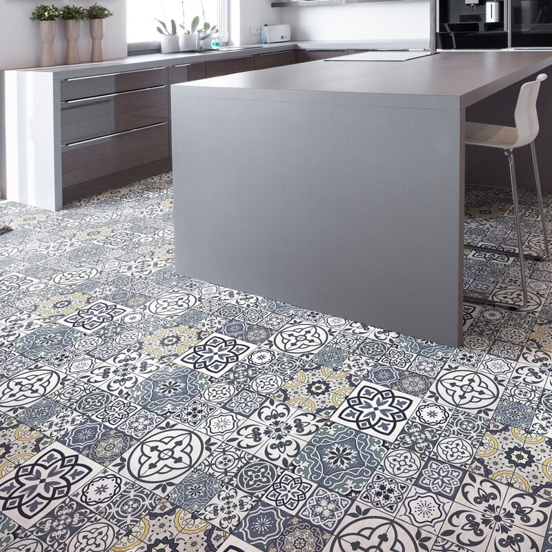 Stickers Sol Anti-dérapant avec Protection - sol carreaux de ciment romana - 1 sticker de 60x60cm