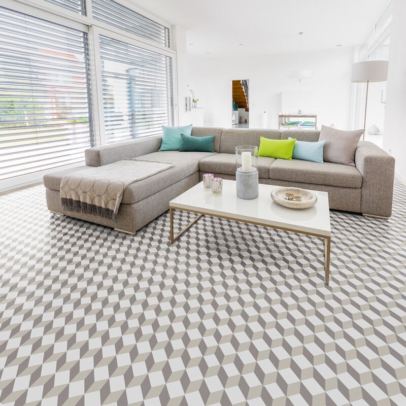 Stickers Sol Anti-dérapant avec Protection - sol carrelages géométrique design - 1 sticker de 60x60cm