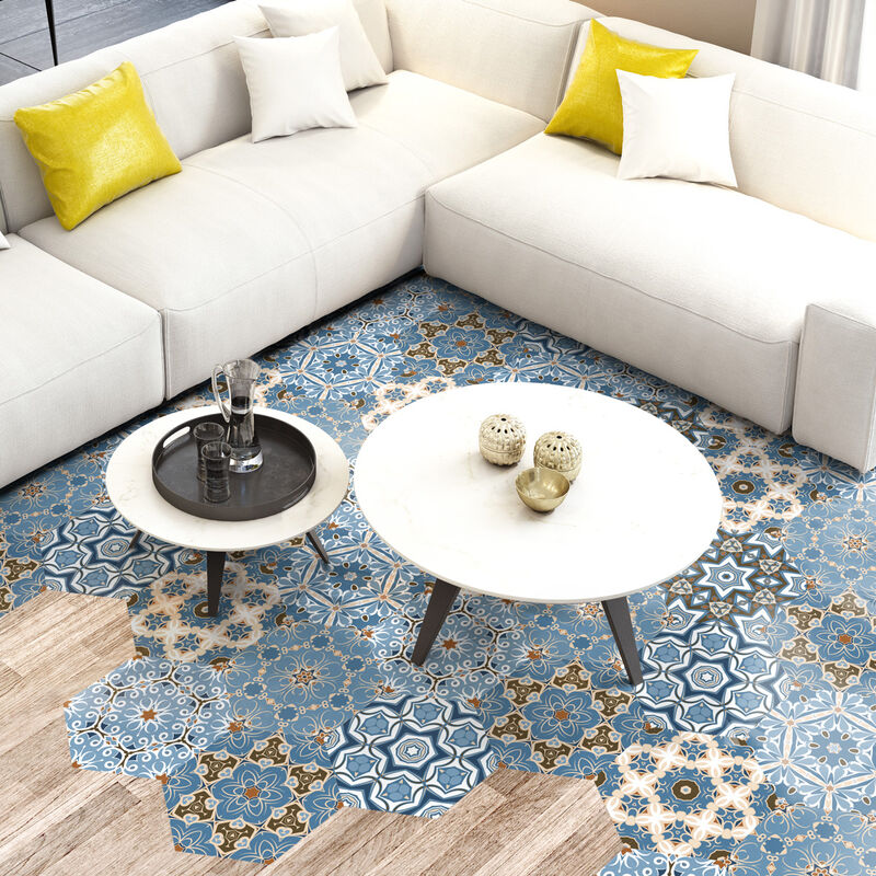 Stickers Sol Anti-dérapant avec Protection - tomettes sol laly - 40x90cm-10stickershexagones20x18cm