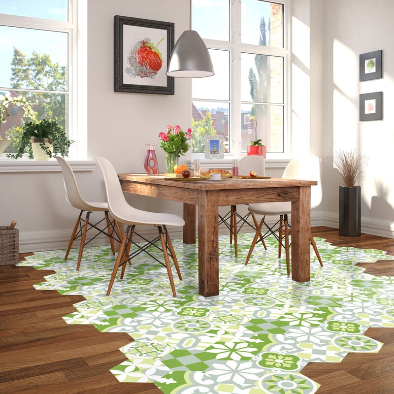 Stickers Sol Anti-dérapant avec Protection - TOMETTES SOL LORIDA - 60x135cm-10stickershexagones30x26cm