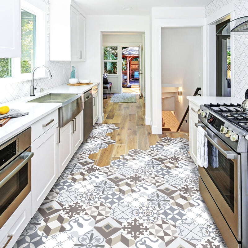 Stickers Sol Anti-dérapant avec Protection - tomettes sol mariana - 60x135cm-10stickershexagones30x26cm