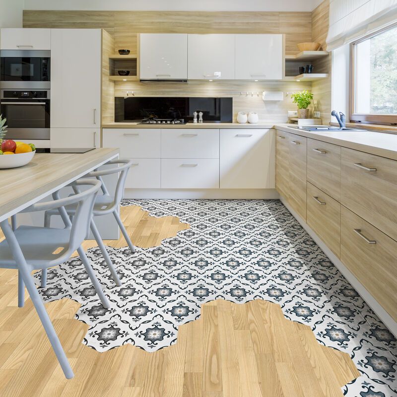 Stickers Sol Anti-dérapant avec Protection - tomettes sol parissa - 40x90cm-10stickershexagones20x18cm