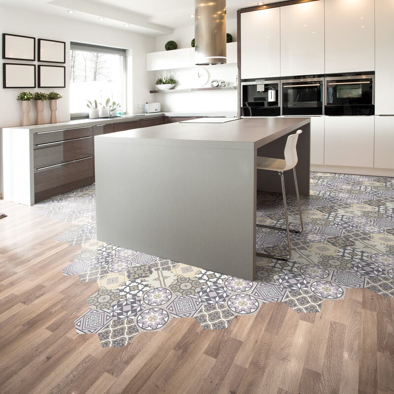 Stickers Sol Anti-dérapant avec Protection - TOMETTES SOL VITA - 60x135cm-10stickershexagones30x26cm