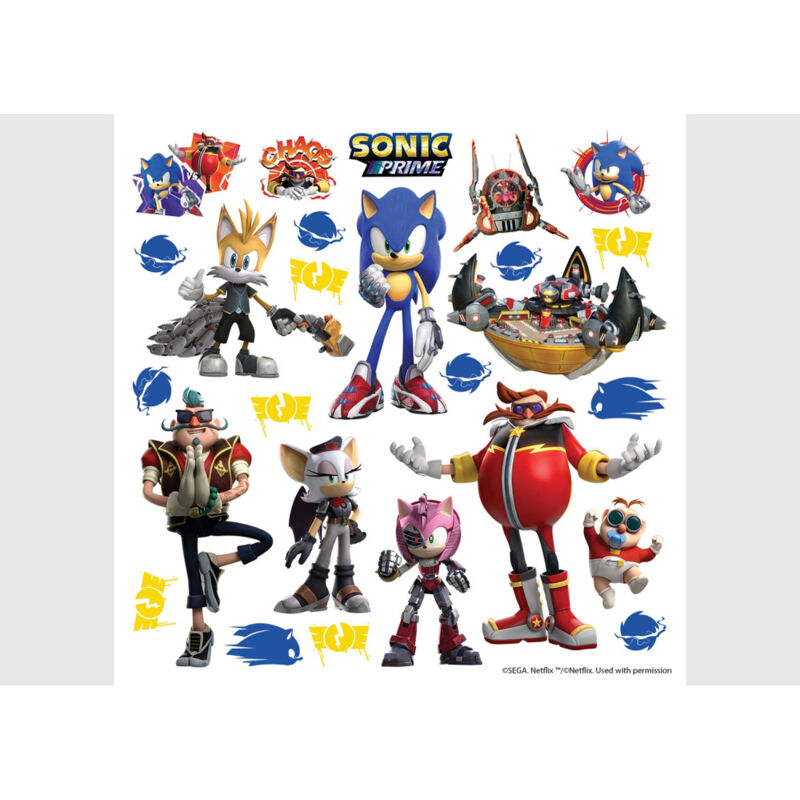 Stickers Sonic Prime 7 personnages 18 motifs - 30x30 cm