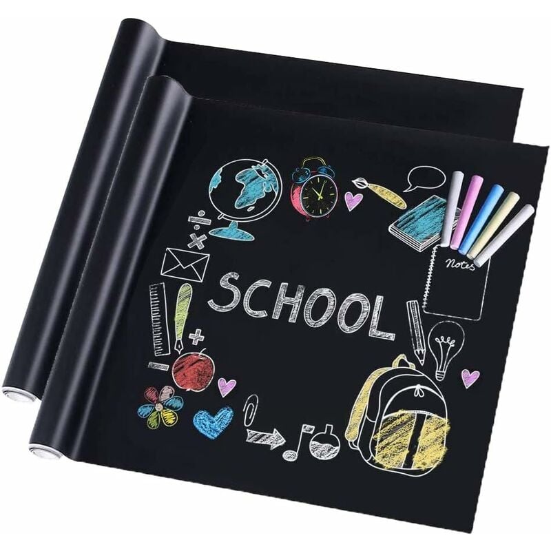 Stickers Tableau Noir Ardoise, 2 Pièces Adhésif Ardoise Effaçable Sticker Autocollant Mural, Tableau Noir Autocollant Repositionnable, Enfants Papier