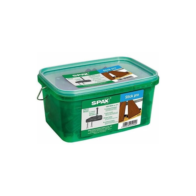Spax - Stics de pose pour fixation invisible des planches de terrasse en bois, 120 pieces