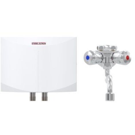 Stiebel Eltron Mini-Durchlauferhitzer DNM 3 mit MAW Zweigriff-Wandarmatur, 3,5kW/230V, Weiß