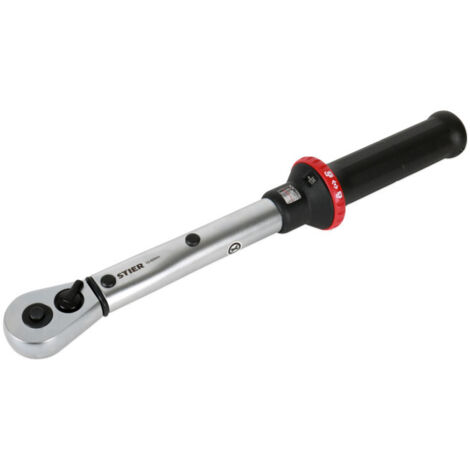 Stier – Clé dynamométrique 1/2'' avec cliquet réversible – Plage de couple 10-50 Nm – Précision ± 3% – Signal sonore de déclenchement – DIN 3120