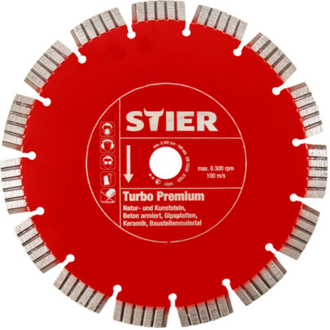 STIER Diamanttrennscheibe, Turbo Premium, Ø300 x 20,0 mm, Aufnahme 20mm, lasergeschweißt, hohe Standzeit