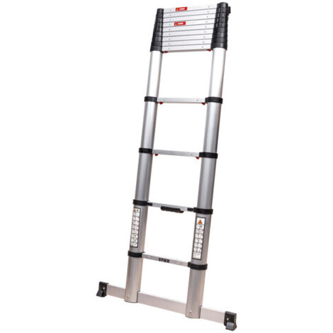 STIER Echelle télescopique Premium+ 3,8 m, 13 échelons, aluminium, DIN EN 131-6, échelle chantier, échelle atelier