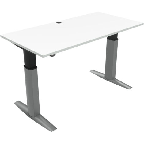 STIER Elektrisch höhenverstellbarer Schreibtisch 501-23, 160x80cm, Weiß, 68-120cm, 175kg Nutzlast, hochwertig