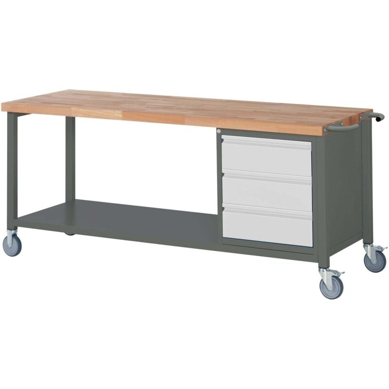 Image of Fahrbare Werkbank Premium mit 3 Schubladen BxTxH 2000x700x880 mm - Stier