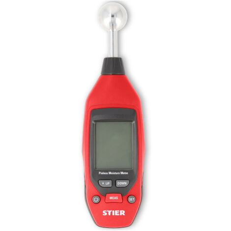 STIER Feuchtigkeitsmessgerät, bis 40 mm Tiefe, Messbereich 0 - 100, LCD-Display, praktische Alarm- & Hold-Funktionen, batteriebetrieben, Off-Modus nach 30 Sekunden Nichtnutzung