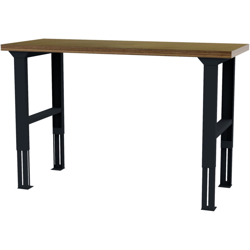 Image of Höhenverstellbarer Werktisch, 1500x600x760-1060mm, aus Stahl und Buche, pulverbeschichtet - Stier