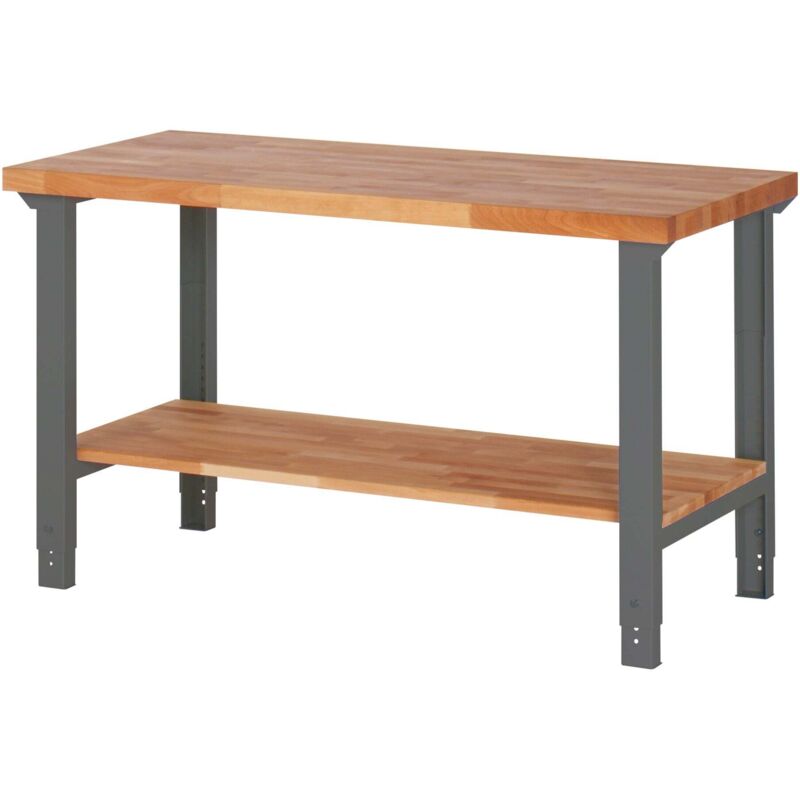 Image of Höhenverstellbarer Werktisch Premium mit Ablageboden BxTxH 1500x700x790-1140 mm - Stier