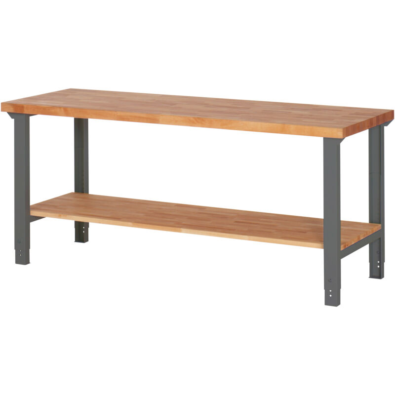 Image of Höhenverstellbarer Werktisch Premium mit Ablageboden BxTxH 2000x700x790-1140 mm - Stier