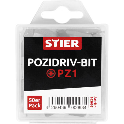 STIER Pozidriv-Bit-Großpackung PZ1 50 Stk