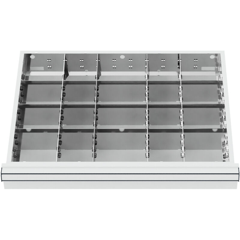 Image of Schubladeneinteilung Metalleinteilung blh 100/125 mm Innenmaß 600x450 mm 20 Fächer - Stier