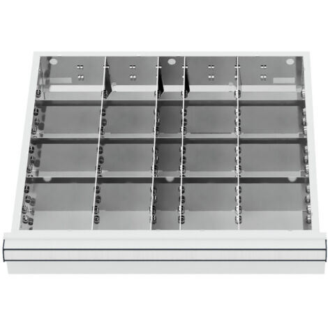 STIER Schubladeneinteilung Metalleinteilung BLH 75 mm Innenmaß 500x450 mm 20 Fächer 6 x TW 125