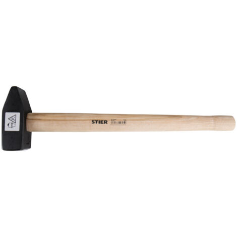 STIER Sledge hammer 5kg avec manche en frêne DIN 1042, acier trempé, marteau de traîneau, marteau, marteau de forgeron