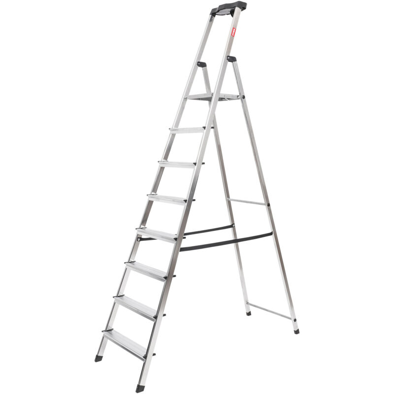 Image of Stufen Stehleiter 8 Stufen einseitig begehbar, Alu-Sicherheits-Stehleiter, Mehrzweckleiter - Stier