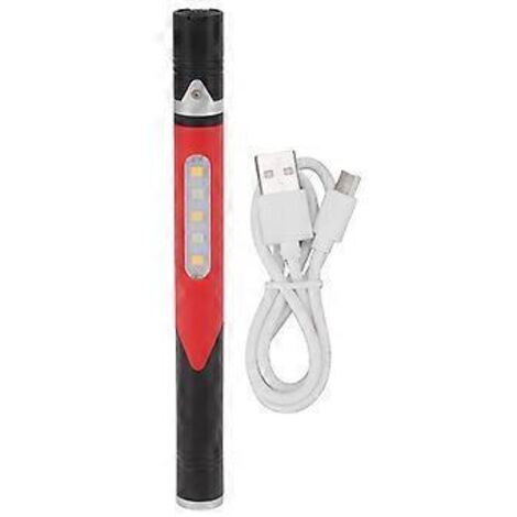 Stift-Taschenlampe mit USB-Ladefunktion, 3 Lichtquellen, LED-Chip, Clip-Design, vielseitig einsetzbar für Reparaturen und im Krankenhaus, rot
