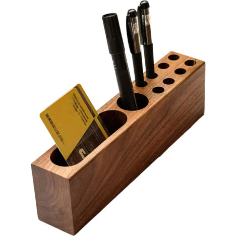 Stiftehalter aus Akazienholz – Minimalistischer Schreibtisch-Organizer, Visitenkartenhalter, elegantes Design [23x4x7cm]