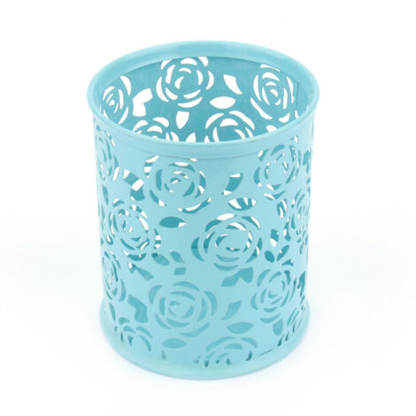 Stiftehalter mit Rosenmuster für den Schreibtisch – Blauer Organizer