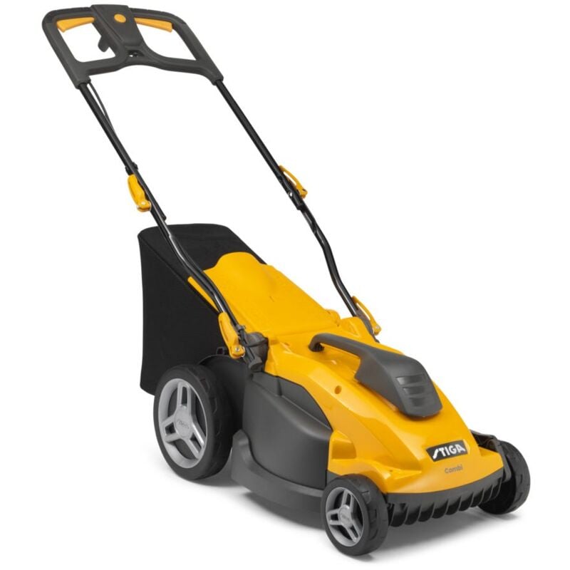 Combi 340c - tondeuse électrique à entraînement poussé, moteur 1600 w, largeur de coupe 38 cm, bac de ramassage 40 l, modes broyer et éjection