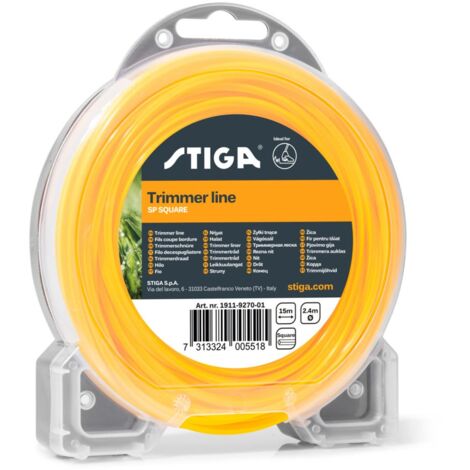 Stiga Hilo de Schnitt SP Vierkant, Nylon, Durchmesser de 2,4 mm, 15 m de Länge