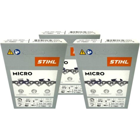 Stihl 3x 3/8" Picco Micro Mini 3 (PMM3) Sägekette 30 cm 3/8" P 1,3 mm 44 TG 3 Stück ( 3x 36100000044 )