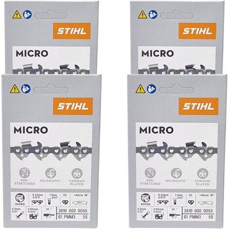 Stihl 4x 3/8" Picco Micro Mini 3 (PMM3) Sägekette 40 cm 3/8" P 1,3 mm 55 TG 4 Stück ( 4x 36100000055 )