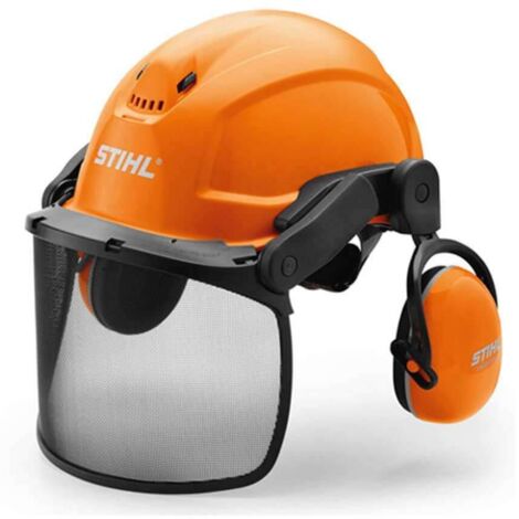 Stihl – Casque de protection orange léger conforme EN 352/EN 397 – SNR 28 pour protection auditive – Ouvertures d'aération pour confort prolongé