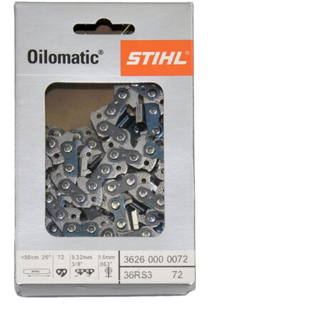 Stihl – Chaîne de tronçonneuse 3/8' 1,6 mm 72 maillons – Longueur 50 cm – Performance de coupe exceptionnelle – 36260000072 - MM 72 TG