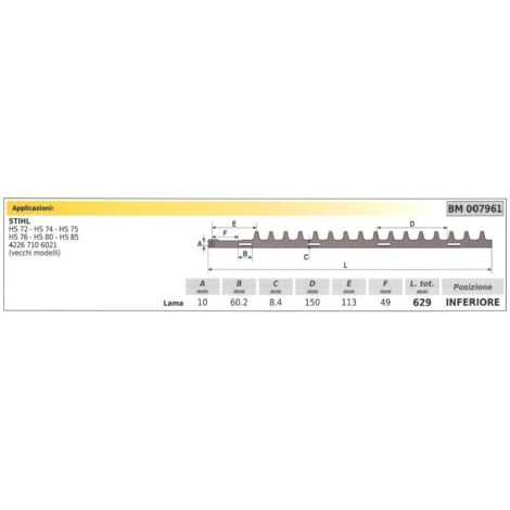 STIHL HS 72 74 75 lame inférieure de taille-haie 007961