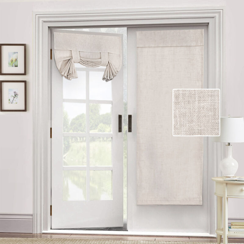 Erhope - lifcausal Store à nouer en lin texturé pour fenêtres - Double panneau opaques anti-UV, isolation thermique pour cuisine/patio (66 x 173 cm)