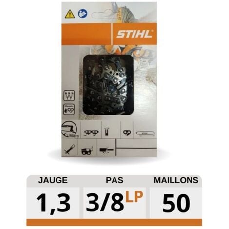 STIHL PICCO SUPER CHAÎNE DE TRONÇONNEUSE À GOUGES CARRÉES 3/8'' 1,3 MM 50 MAILLONS POUR GUIDE DE 35 CM MS 018 180 211 231 200