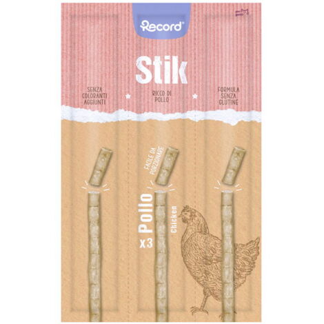 Stik per gatti ricco di pollo con taurina senza glutine e senza coloranti facile da porzionare 30 confezioni da 3x6g cad.