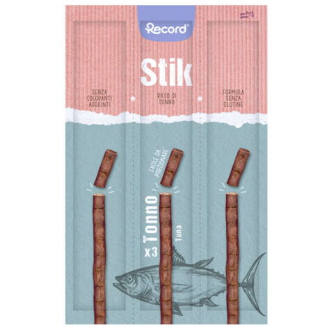 Stik per gatti ricco di tonno con taurina senza glutine e senza coloranti facile da porzionare 30 confezioni da 3x6 g cad.