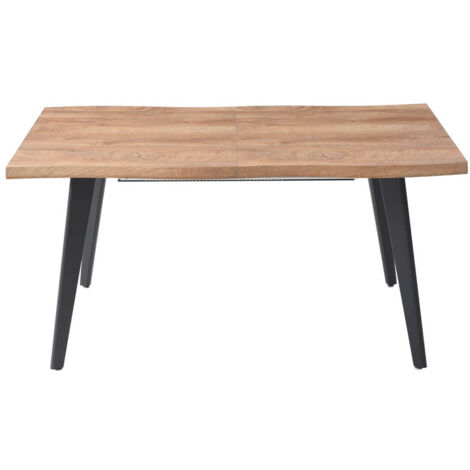 STIK - Table Repas 150cm Allongeable Plateau Effet Bois Brut