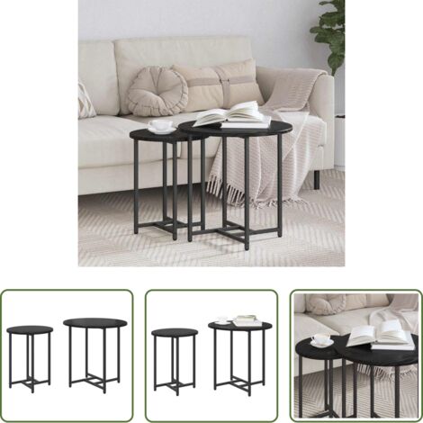 Stile industriale -  Set tavolini 2 pcs Rovere Nero
