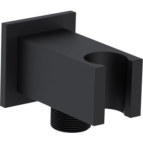 Stilform Wandanschlussbogen - Brausehalter massiv Chrom oder Schwarz Matt:Schwarz Matt