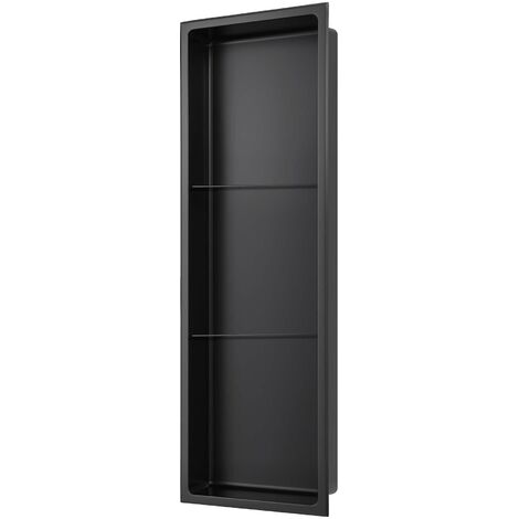 Stilform Wandnische 90 x 30 Schwarz Matt Edelstahl mit 2 Fachböden Duschablage