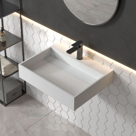 Stilform Wandwaschbecken 60×46×13 cm  aus Mineralguss  Weiß matt